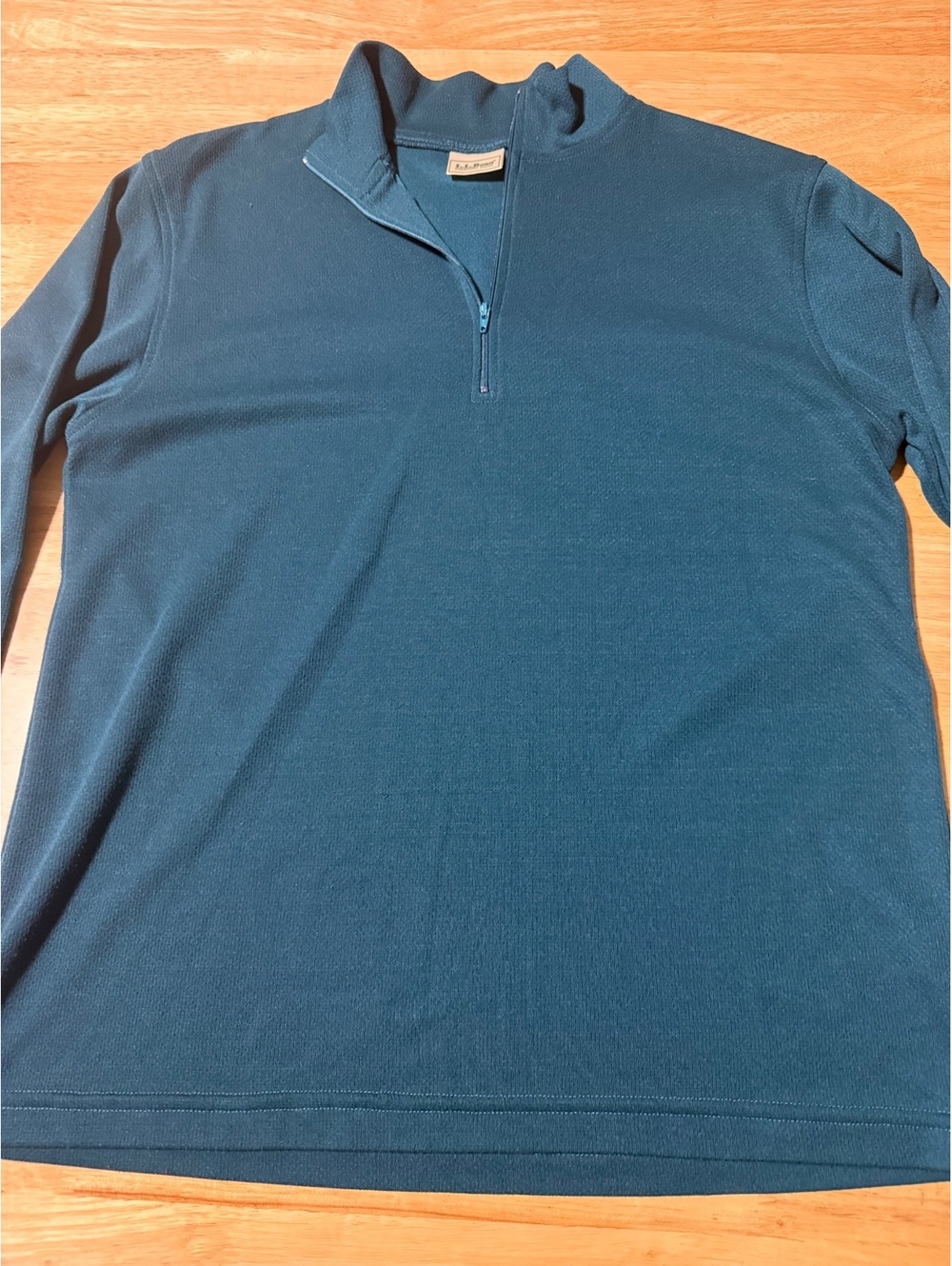 L.L.Bean Men’s Medium Teal Textured Quarter Zip Pullover